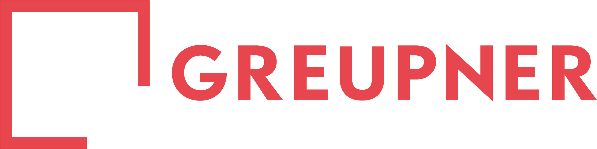 Logo der Greupner Rechtsanwaltskanzlei mit einem stilisierten „G“ im Quadrat links und dem Firmennamen in roter und blauer Schrift rechts.